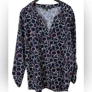 Adrienne Vittadini Woman’s Blouse Women Size XL Blue Red